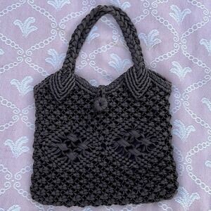 Studio Works Macrame Purse Boho Handbag Brown